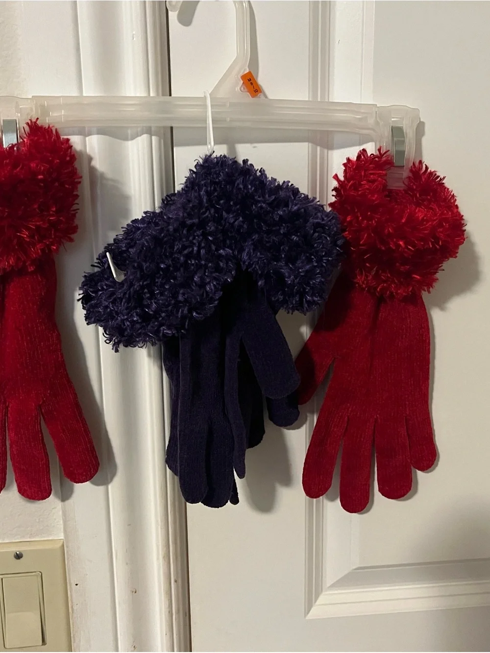 Plush Cuff Winter Gloves - Purple and Red